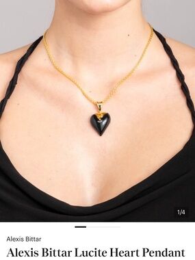Alexis Bittar Gold Chain with Black Heart Lucite Pendant